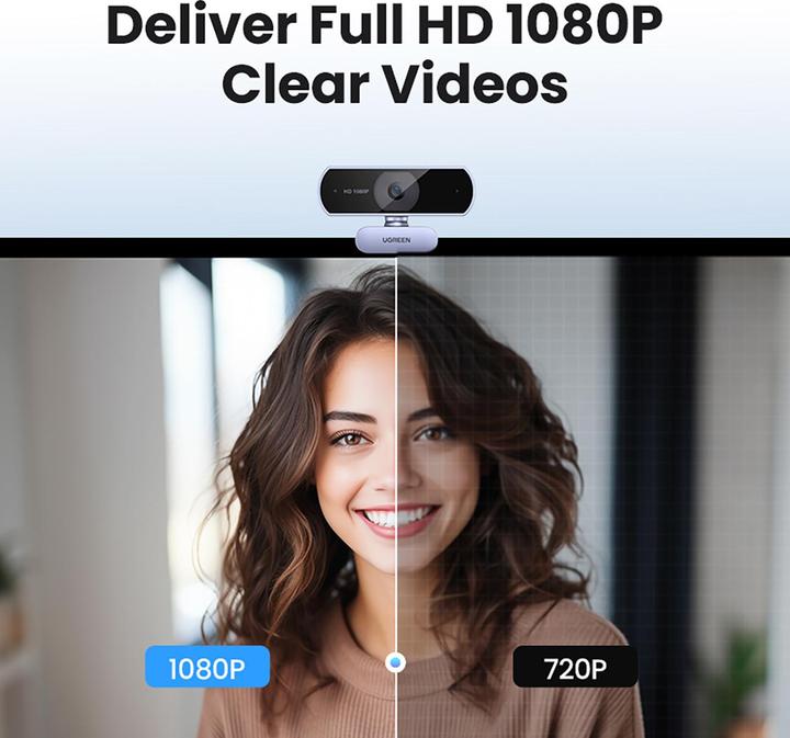 Actual product image Ugreen Kamera internetowa Kamera internetowa z mikrofonem 15728 USB (srebrna) (2.10 Mpx)