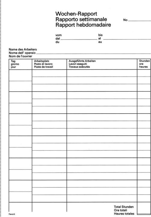 Immagine prodotto Favorit Rapporti settimanali