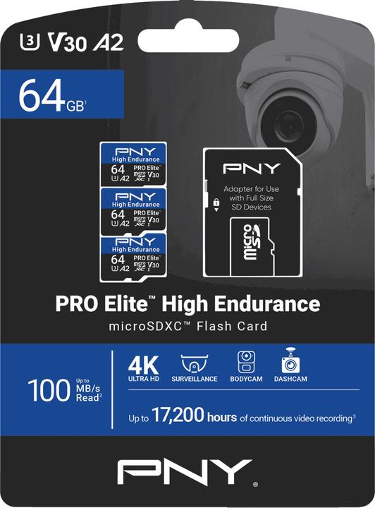 Produktbild PNY Microsd Pro Elite High (64 GB, microSDXC, U3, UHS-I)