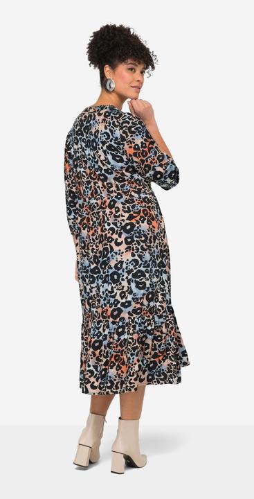 Image du produit Miamoda Robe maxi coupe trapèze à motif léopard, col tunisien et manches 3/4 (54)