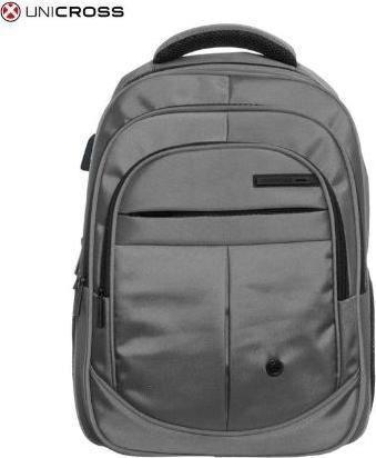 Uni Cross Unicross Axion Grey Laptop Backpack USB Padded Compartment 47x30x21cm (47 l)