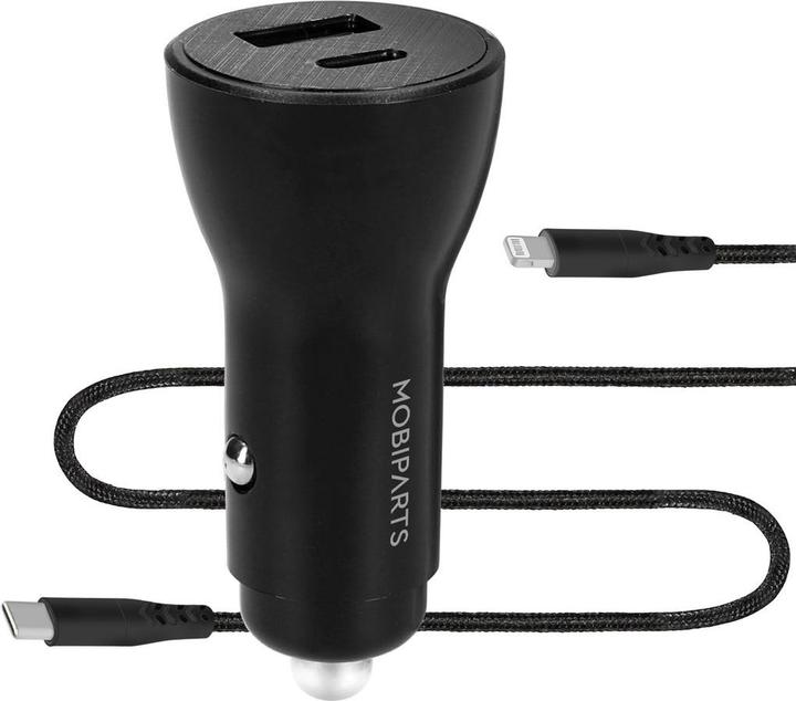 Produktbild Mobiparts Car Charger Dual USB-C/USB-A with Lightning Cable Black