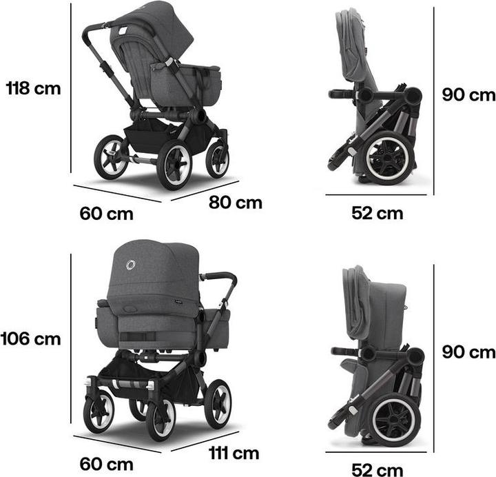 Image du produit Bugaboo Donkey 5 Mono, Gris chiné/Gris chiné/Graphite
