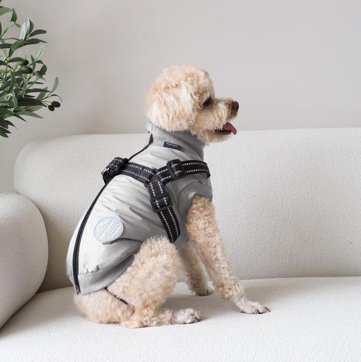 Productafbeelding Nordic Paws Dogcoat Thor with harness - Lightgrey - M (M, Hondenvacht)