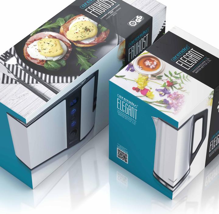 Immagine prodotto Arendo Set per la colazione, bollitore in acciaio inox da 1,5 l con selezione della temperatura e (1.50 l)