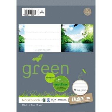 Actual product image Ursus Notepad Green Paper size: DIN A5 Ruling style: ruled (A5, Lined)
