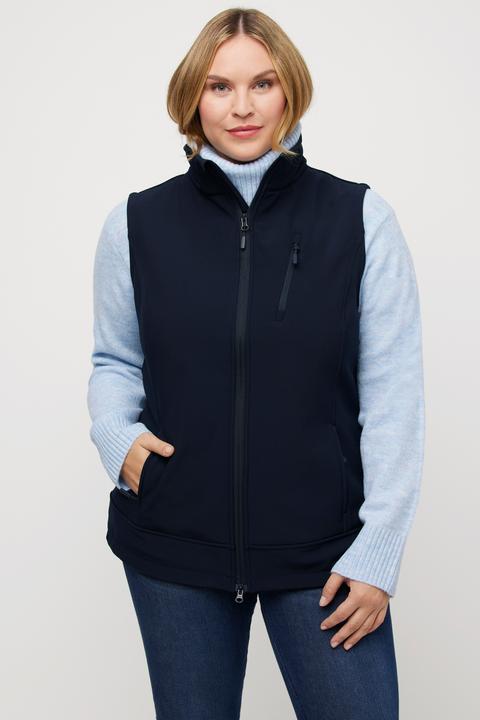 Immagine prodotto Ulla Popken Gilet di softshell con fodera di pile, zip a cursore doppio e collo alto (42, 44)