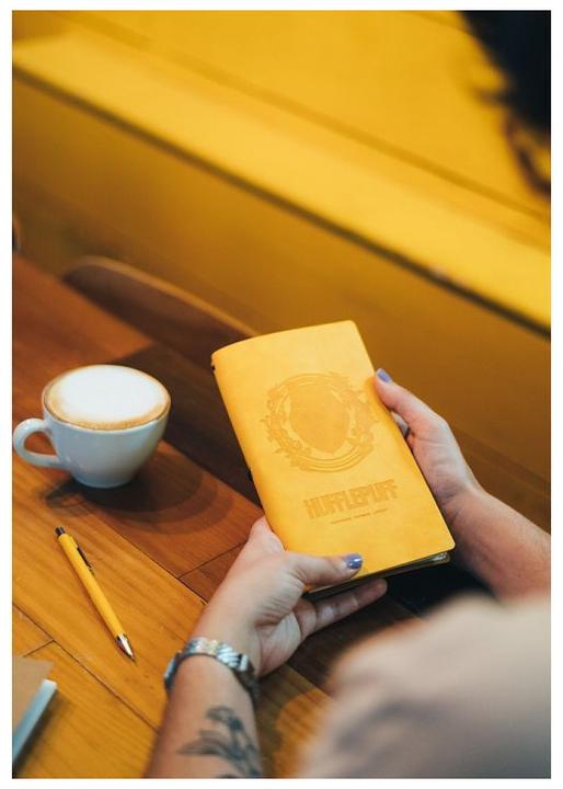 Actual product image - Hufflepuff leather travel notebook 12x19.6 cm (yellow) (Lined, Hardcover)
