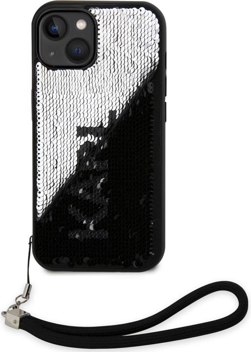 Actual product image Karl Lagerfeld Coque paillettes glitters réversibles bicolore avec lanière poignet amovible / (Apple iPhone 15)