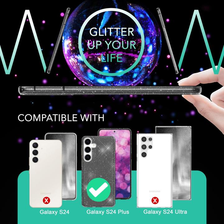 Actual product image Nalia Clear glitter silicone cover (Samsung Galaxy S24+)