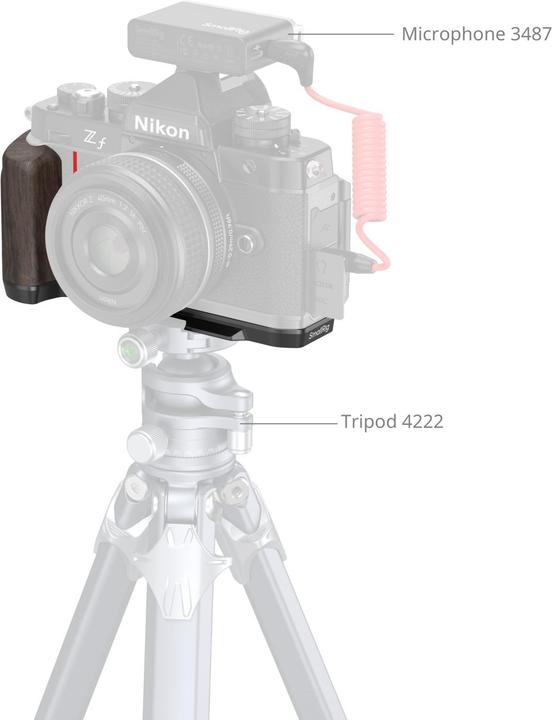 Produktbild SmallRig L-Shape Mount Plate with Wooden Handle for Nikon Z f (Diverses Video Zubehör, Griff)