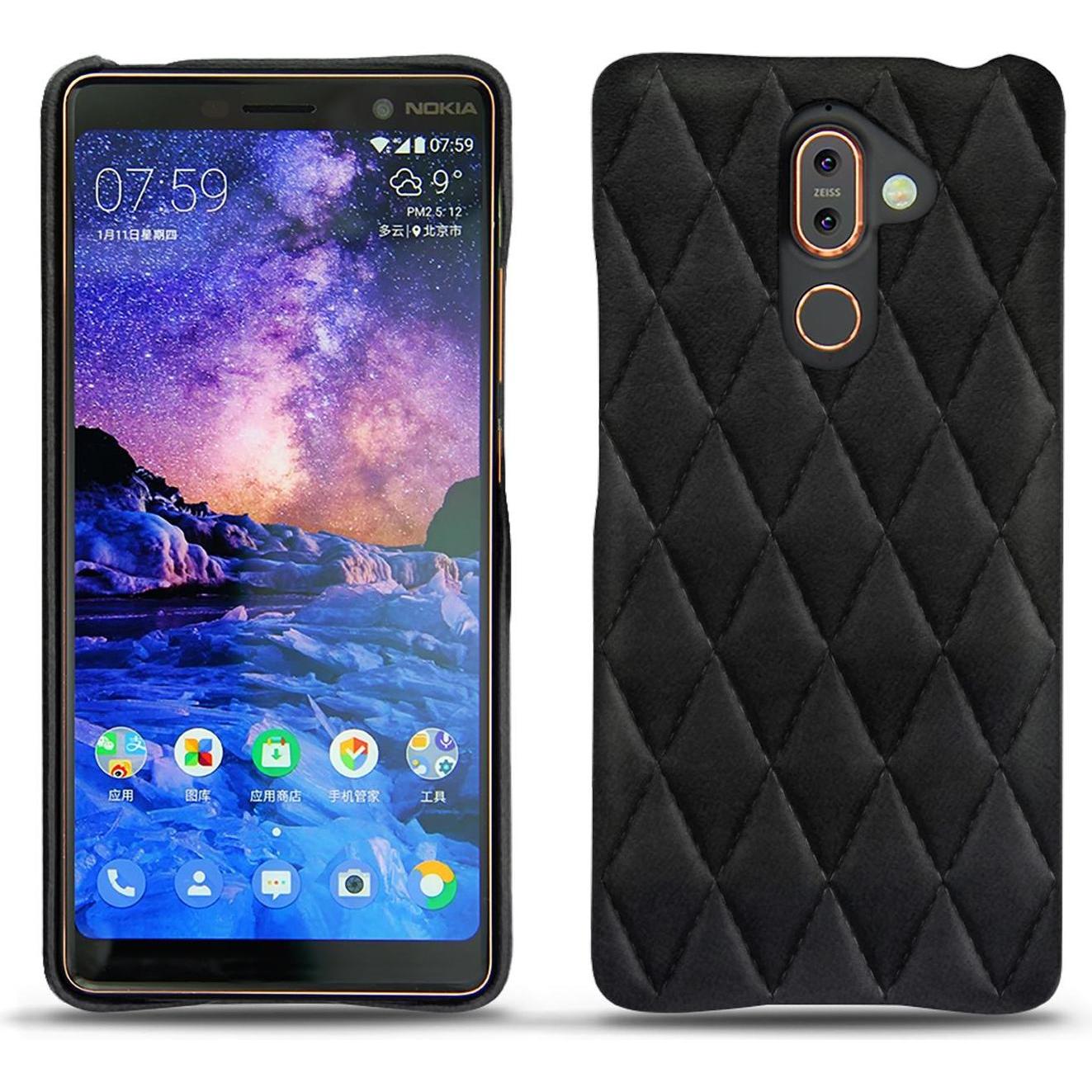 Noreve Lederschutzhülle (Nokia 7 Plus), Smartphone Hülle, Schwarz