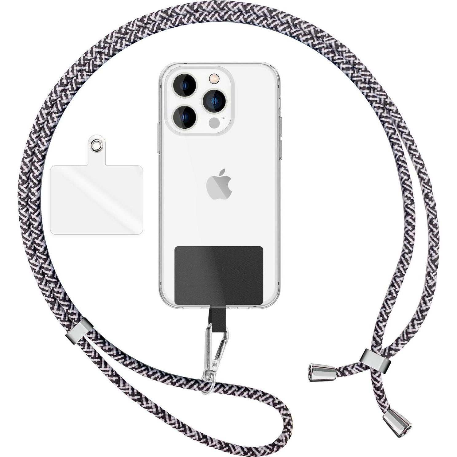 Nalia Universal Handykette zum Umhängen mit Pad, Handykette, Schwarz
