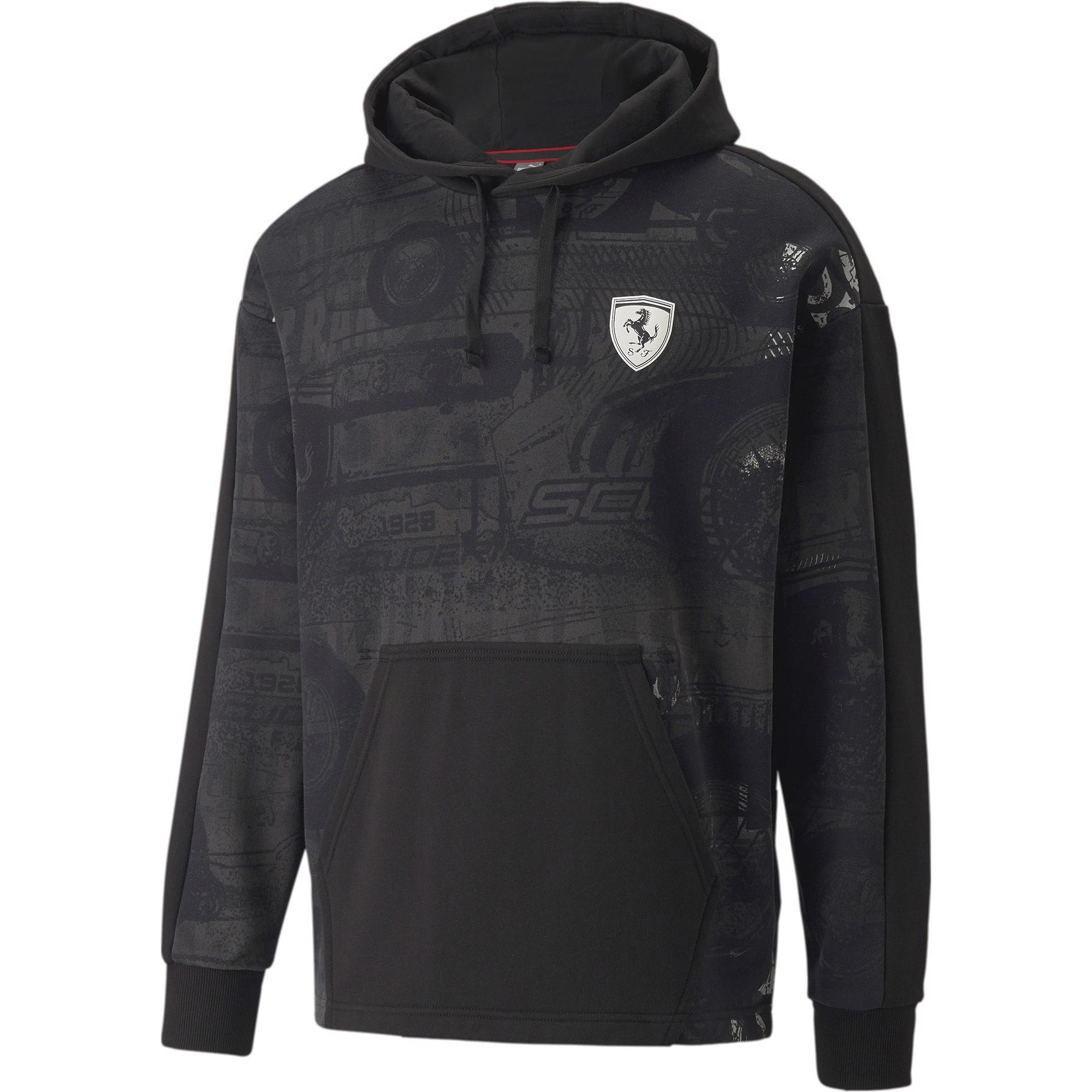 Thumbnail - Puma, Herren, Pullover, Ferrari Race AOP Swt Hoodie, Schwarz, (XXL)