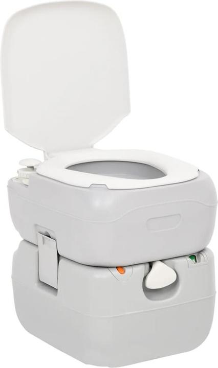Actual product image vidaXL Camping Toilet Portable Grey and White 22+12 L HDPE