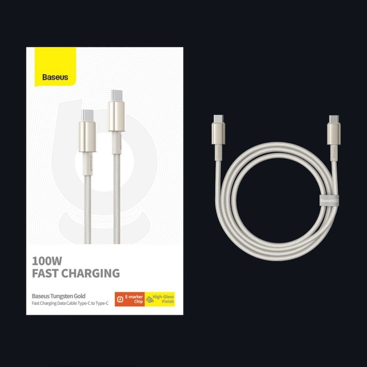 Actual product image Baseus Cable USB-C to USB-C Tungsten Gold, 100W, 2m (gold) (2 m, USB 2.0)