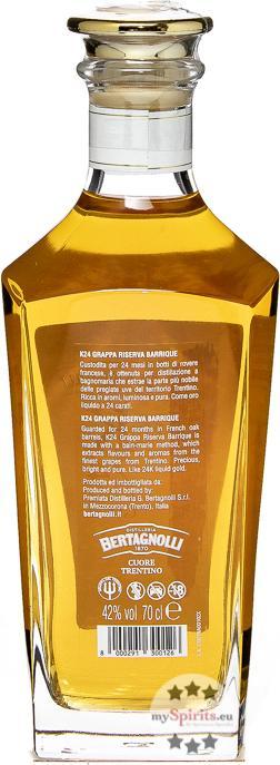 Actual product image Bertagnolli K24 Liquid Gold Grappa Riserva