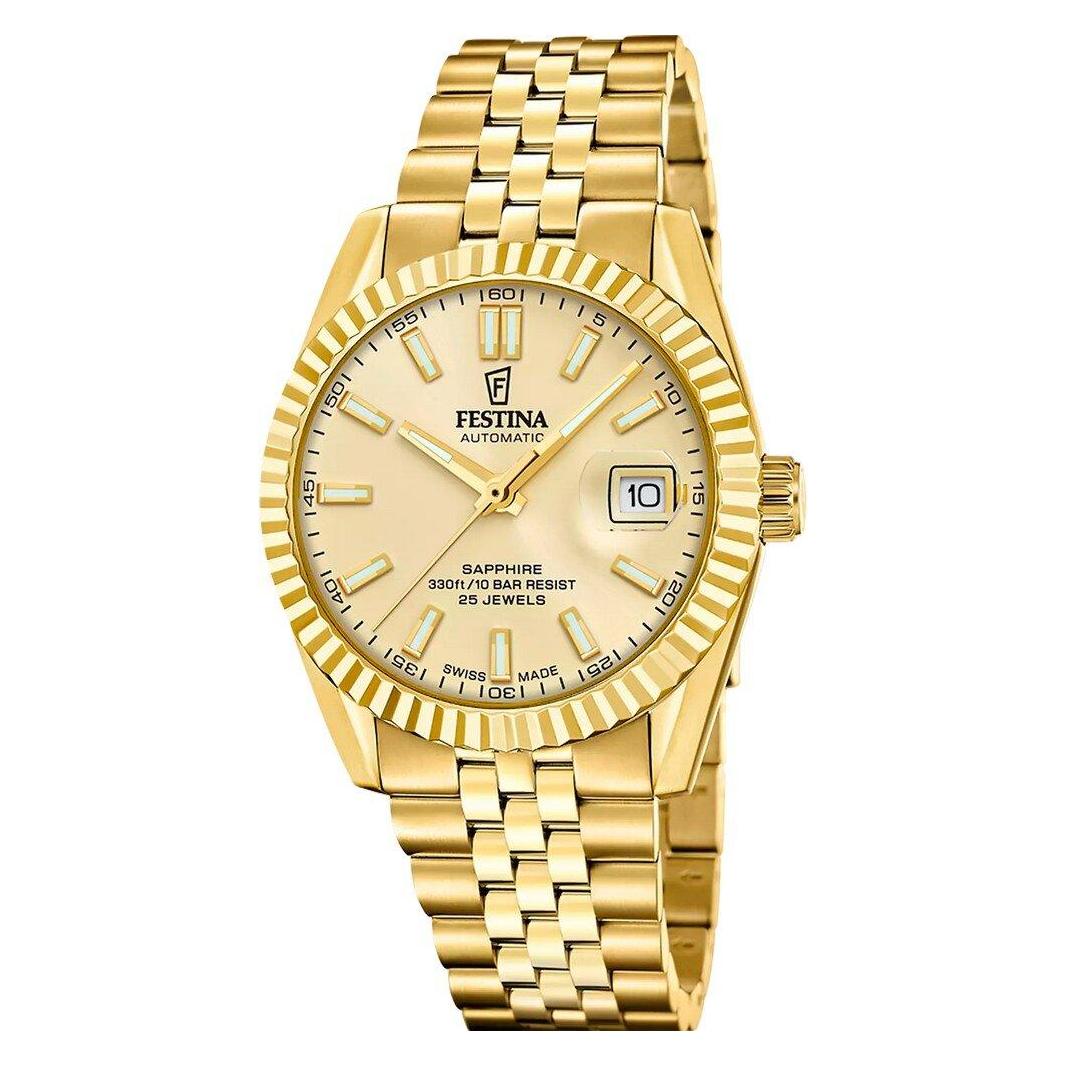 Festina Automatikuhr "Automatic" Armbanduhr, Herrenuhr, Swiss Made, Mechanische Uhr, Edelstahlarmband