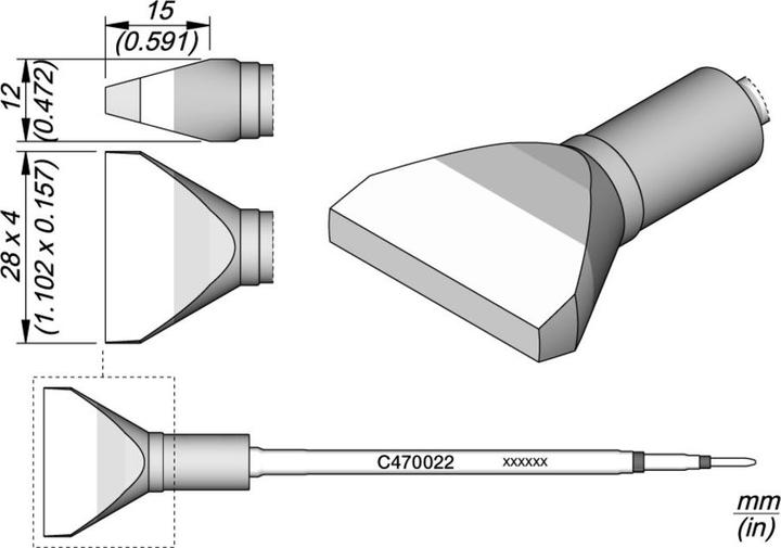 Produktbild JBC Lötspitze Serie C470, Meisselform, C470022/28 x 4 mm, gerade, SMD Lötspitze