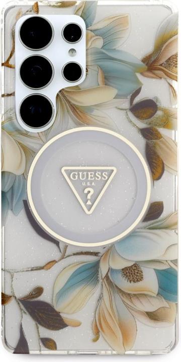 Produktbild Guess Etui Glitter Flowers Triangle Buttons MagSafe do Samsung Galaxy S25 Ultra biaÅy (Samsung Galaxy S25 Ultra)