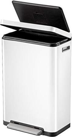 Produktbild EKO Mülltrennsystem X-Cube Tretmülleimer weiss 2 x 20 L aus gebürstetem Edelstahl mit extra breitem (40 l)