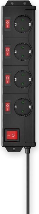 Produktbild Hama Steckdosenleiste, 4-fach, 90°, einzeln schaltbar, Wandmontage, 1,4 m, Schw. (4x, CEE 7/3, 1.40 m)