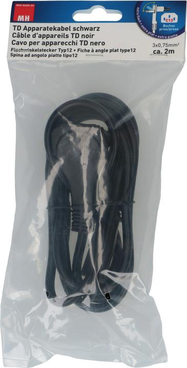 Produktbild Max Hauri TD-Apparatekabel H05VV-F3G0.75 Typ 12 gewinkelt / C13 (2 m)