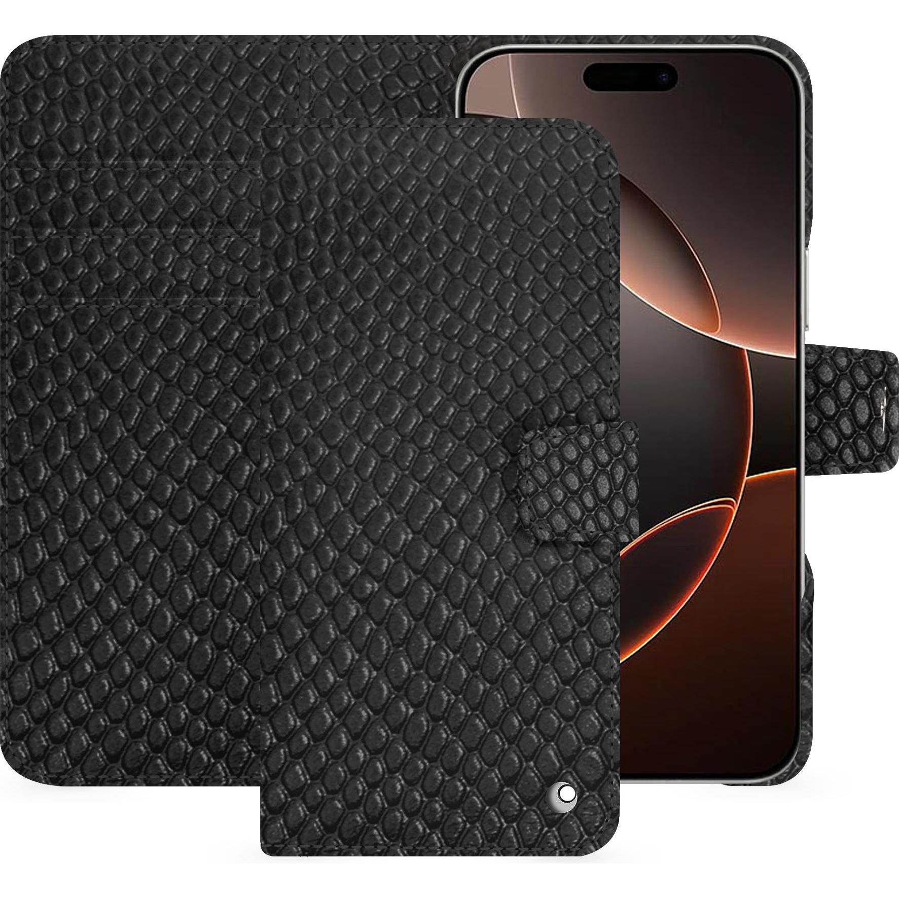 Noreve Lederschutzhülle Apple iPhone 16 Pro (Apple iPhone 16 Pro), Smartphone Hülle, Schwarz