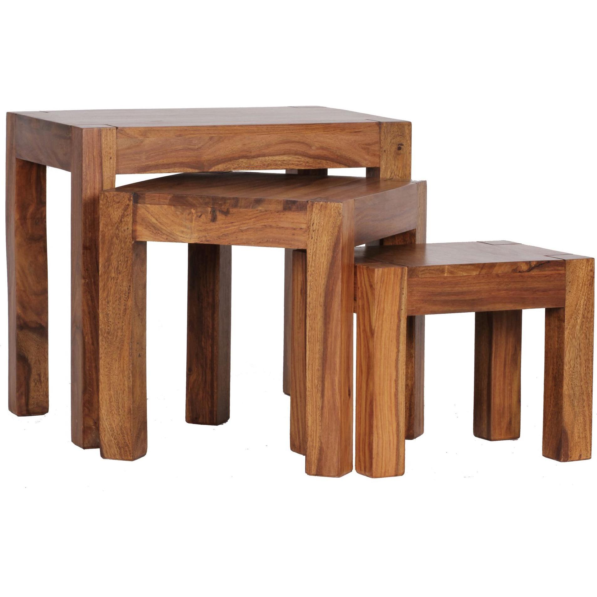Wohnling, Couchtisch + Beistelltisch, Mumbai (45 x 35 x 50 cm, 37 x 35 x 37 cm, 34.5 x 23 x 28 cm)