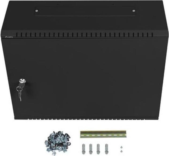 Produktbild Lanberg Nástěnná jednodílná skříň 19", 4U+3U/540x200, (dodávané složené), nízkoprofilová, plné dveř (4 HE)