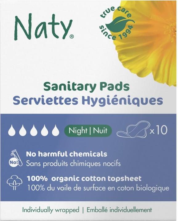 Immagine prodotto Naty Bio-Damenbinden für die Nacht 10 Stück (1 x)