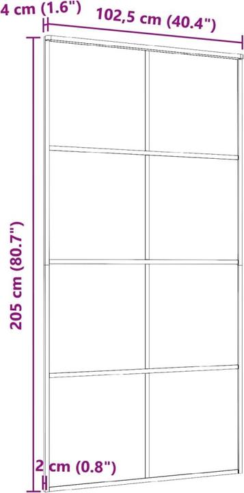 Produktbild Diverse Hardware Schiebetür Aluminium und ESG Glas 102,5x205 cm Schwarz