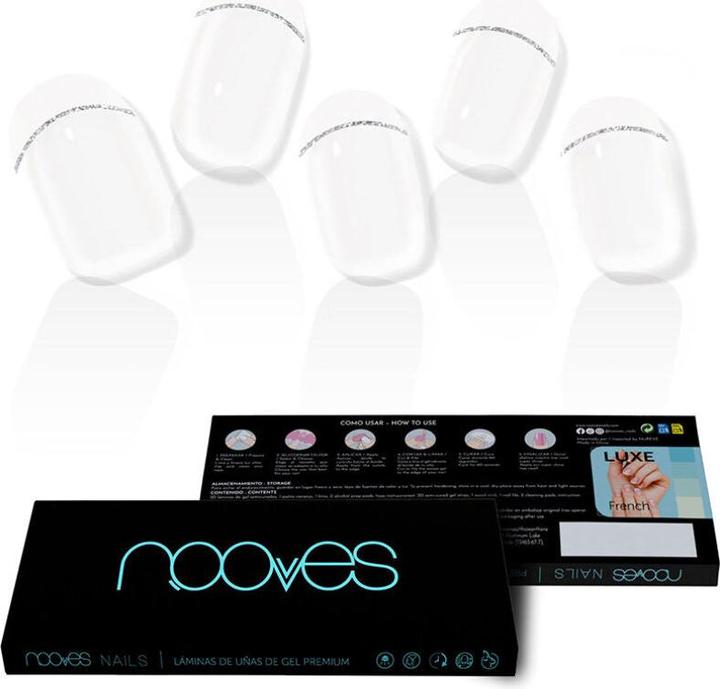 Nooves NAILS Premium Precured Gel Nail Foils French LUXE Transparent French Salon Quality Long Lasti (Nail varnish dryer)