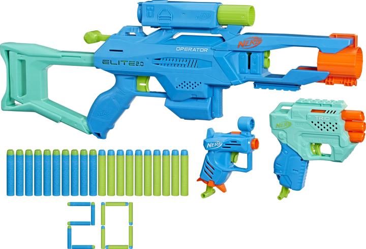 Nerf Elite 2.0 Tactical Pack, 3er-Pack, Operator DB-2 Blaster, Trio TD-3 Blaster, Ace SD-1 Blaster