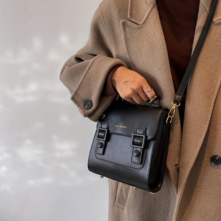 Image du produit Only-Bags.Store Sac à dos vintage à rabat, sac d'école à décor de boucles, sac à bandoulière à poignée supérieure