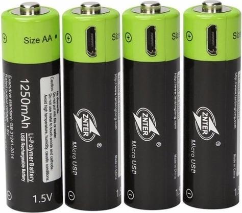 Immagine prodotto Znter AA 1.5V 1700mAh li-polimero USB Blister di 4 pezzi (4 pz., AA, 1700 mAh)