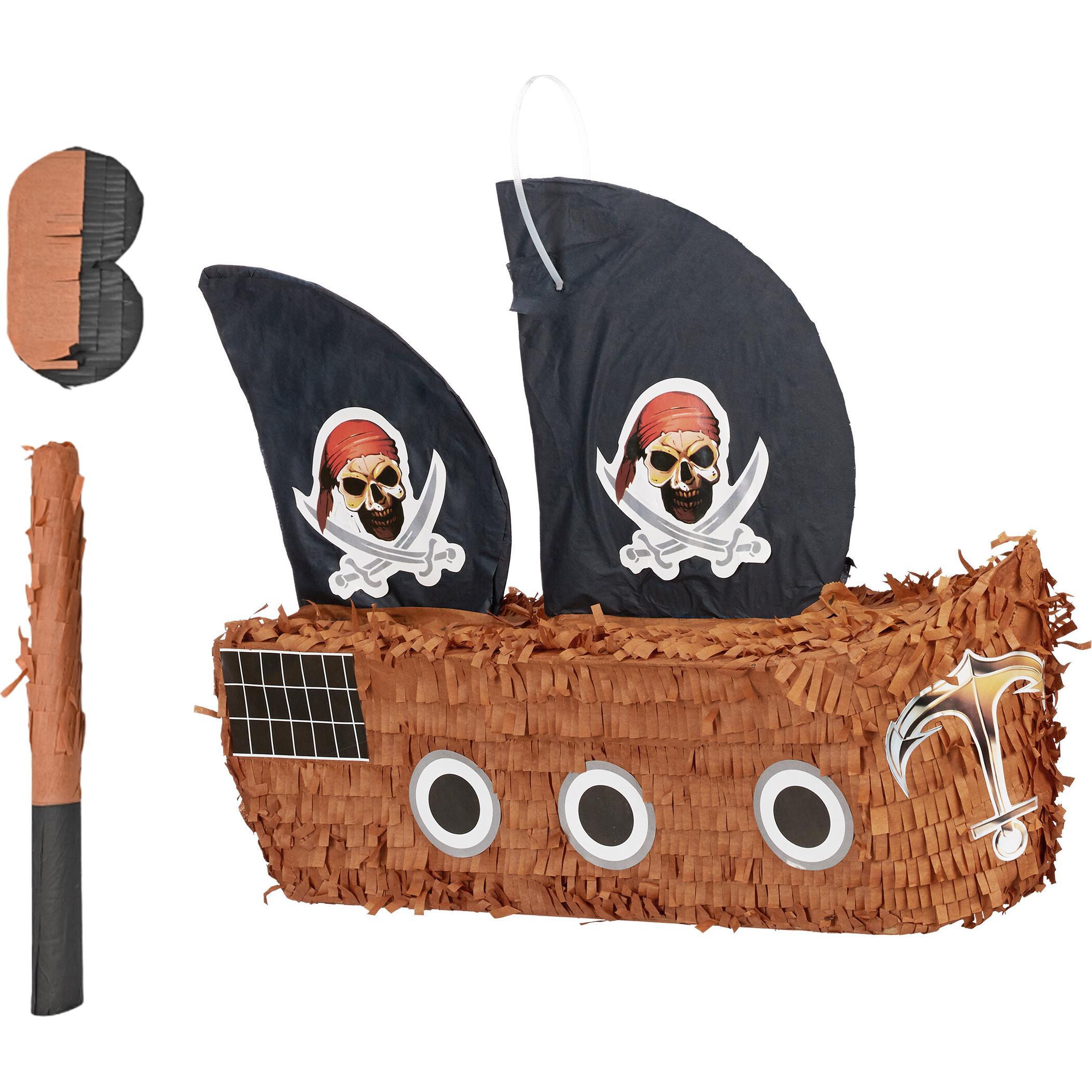 Relaxdays Pinata Set Piratenschiff Stab & Maske