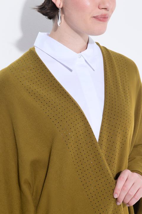 Image du produit Ulla Popken Poncho en maille oversize, coupe ouverte, strass fantaisie (50, 52, 54, 56)