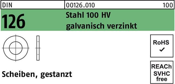 Actual product image Washer DIN 126 15.5 x 28 x2.5 steel 100 HV galvanised punched