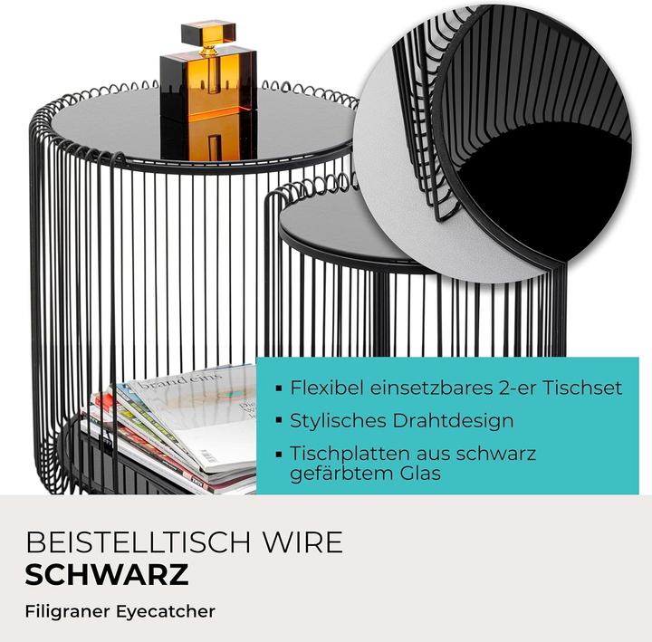 Image du produit Kare Design Beistelltisch Wire Double Schwarz (2/Set)