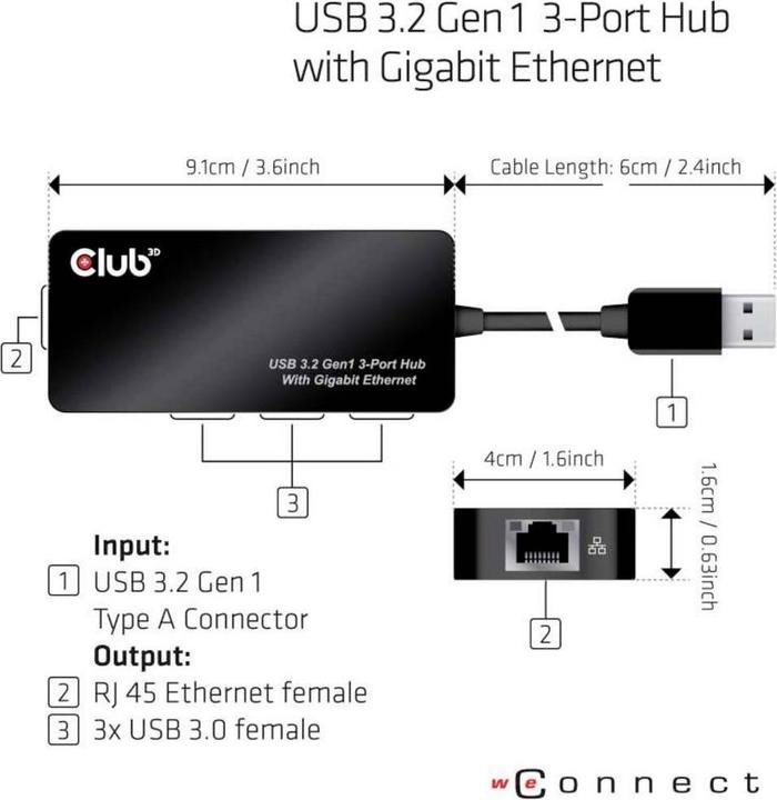 Produktbild Club 3D Csv-1430 (USB-A, 4 Ports)