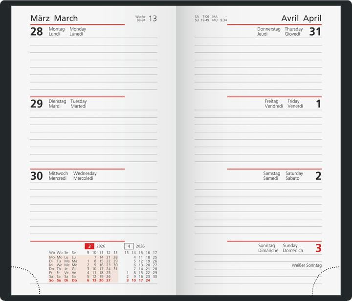 Produktbild Ridoide TA International 2026 701691502 1W/2S dunkelrot ML 8.7x15.3cm (A6, 1 Woche / 2 Seiten)