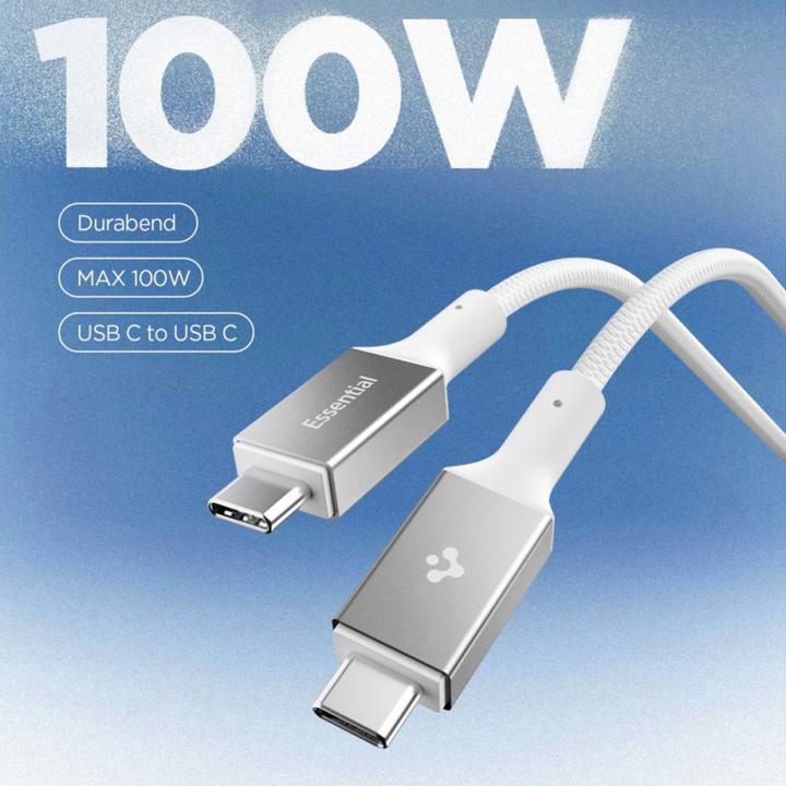 Produktbild Spigen Kabel EB10015CC Essential USB-C 100W 1.5m biały (1.50 m, USB 3.2 Gen 1, 100 W)