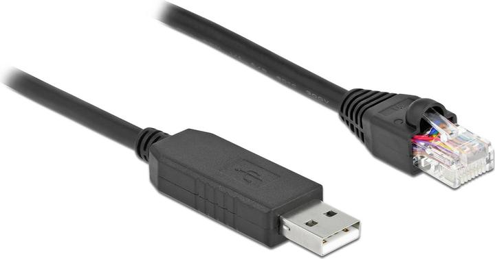 Produktbild Delock Serielles Anschlusskabel mit FTDI Chipsatz, USB 2.0 Typ-A Stecker zu RS-232 RJ45 Stecker 2 m schwarz (2 m, USB 2.0)