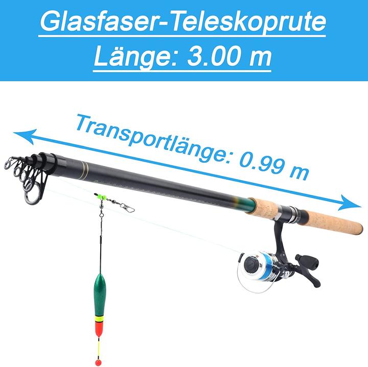Immagine prodotto Q-Tac Set da pesca per carpe (Set da pesca, Telescopio, 300 cm)