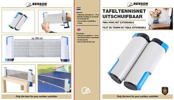 Produktbild Benson Tischtennisnetz ausziehbar