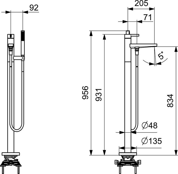 Actual product image Hansa Hansaloft bath mixer, floor standing, ready mounted set, projection: 197mm, chrome, 57762073