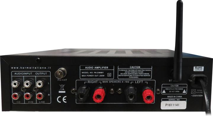 Actual product image Karma Italiana PA 2380BT audio amplifier 4.0 channels Home Wired and wireless Black (Amplifier)