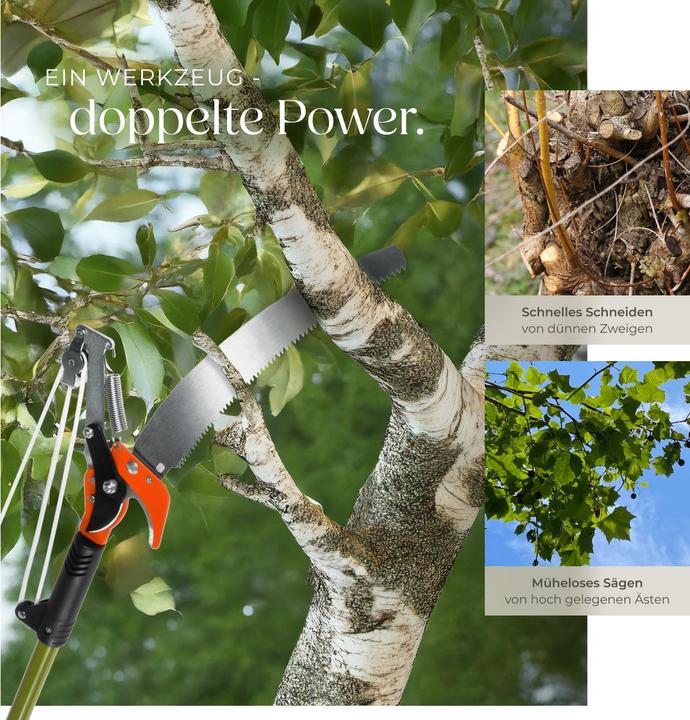 Actual product image tectake Telescopic pruning shears with saw