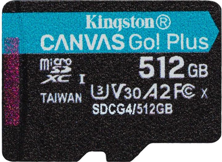 Actual product image Kingston Canvas Go! Plus +Adapter (512 GB, microSDXC, U3, UHS-I)